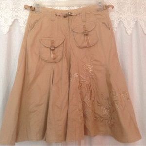 Tan embroidered skirt